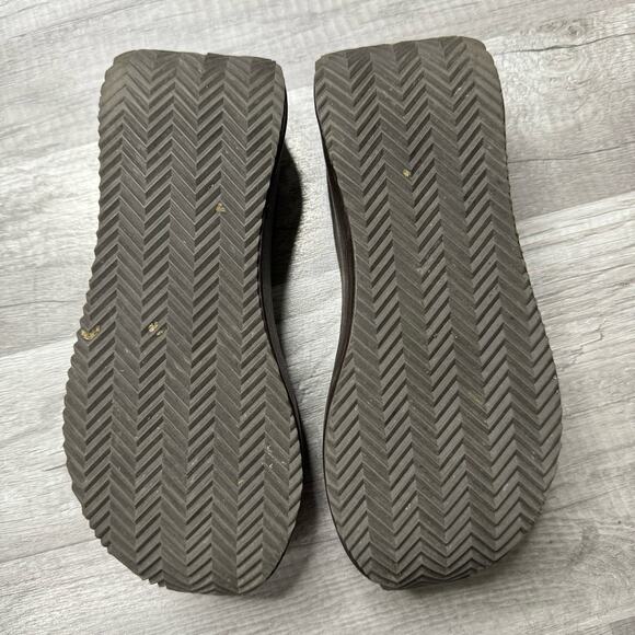 Volatile Brown Leather Wedge Platform Flip Flop Sandals Size 8 Y2K Style - Picture 7 of 9